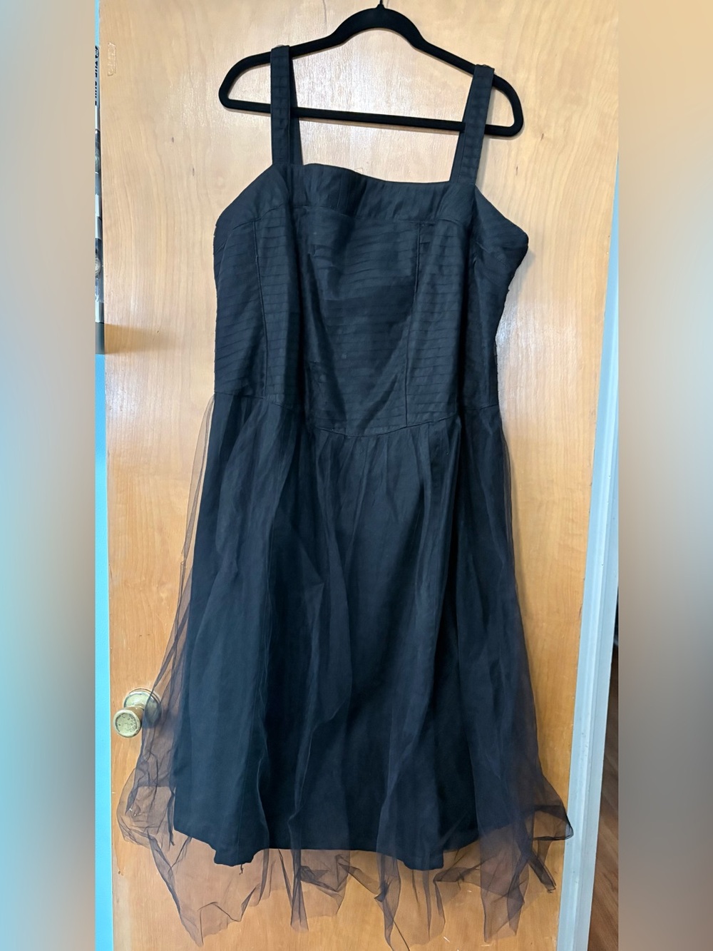 Tripp NYC Y2K Era Tulle Overlay Black Midi Dress, size 20. Style 104194X
